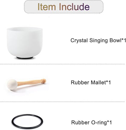 CVNC 432HZ 12 Inch C Note Root Chakra Frosted Quartz Crystal Singing Bowl Meditation Therapy Sound Healing Instrument Sound Bath Bowl with Mallet and O-ring - size: 12 inch C