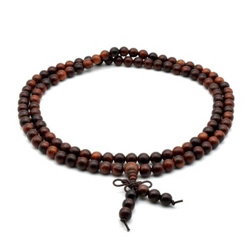 Zen Dear Unisex Natural Rosewood Prayer Beads Buddha Buddhist Prayer Meditation Mala Necklace Bracelet - style: 6mm 108 beads