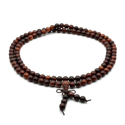 Zen Dear Unisex Natural Rosewood Prayer Beads Buddha Buddhist Prayer Meditation Mala Necklace Bracelet - style: 6mm 108 beads