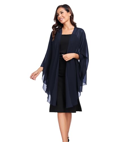 TONGFANTFL Shawls Wraps for Evening Wedding Party Chiffon Scarf Soft Bridal Wraps Wedding Guest Shawl Coverage - color: Navy