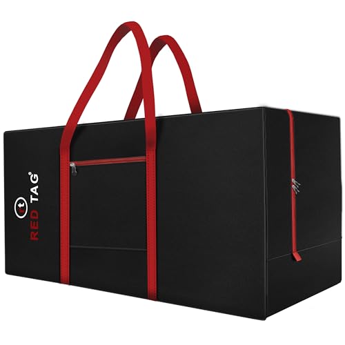 Storite Moisture Proof Heavy Duty 1680 Denier Nylon Multi-Purpose 236 L Extra Large Toys Storage Bag/Stationery Paper/Blankets/Clothes Storage Bag For Travel (Red Black, 113x39.5x53 cm) Rectangular