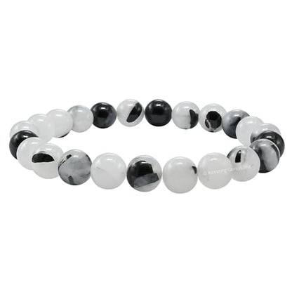 Amazing Gemstone Crystal Bracelet for Women Men's Gifts - Protection Healing Crystal Bracelet - 8mm Gemstone Beaded Stretchable Bracelet Pulseras Para Hombres Mujer Stocking Stuffers Mothers Day Gift (Black Rutilated Quartz) - color: Black Rutilated Quart