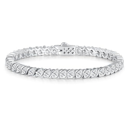 Moissanite Tennis Bracelets for Women Wave Marquise Cut D Color VVS1 Moissanite White Gold Plated Sterling Silver Tennis Bracelet Hypoallergenic Bezel Setting 6.5/7 In Ideal Gift for Her - style: 7Inch