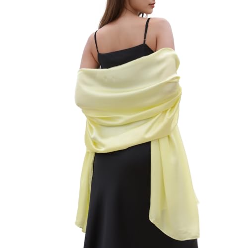 Womens Scarf Pashmina Shawls and Wraps for Evening Dresses Like Chiffon Silk Scarf for Bridal Weddings - color: Yellow