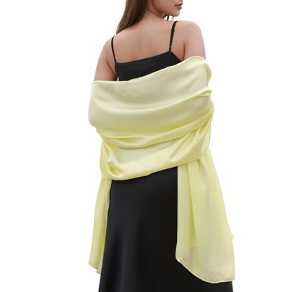 Womens Scarf Pashmina Shawls and Wraps for Evening Dresses Like Chiffon Silk Scarf for Bridal Weddings - color: Yellow