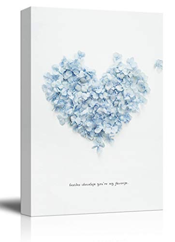 wall26 - Canvas Wall Art - Heart Shaped Formed by Sky Blue Petals on White Background - Giclee Print Gallery Wrap Modern Home Art Ready to Hang - 12x18 inches - color: Artwork - 06, size: 18"L x 12"W
