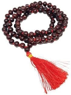 Rudraksh Mala, Natural Himalayan Genuine Original Rudraksha Rosary - style: Red Sandalwood Jaap mala 7-8MM