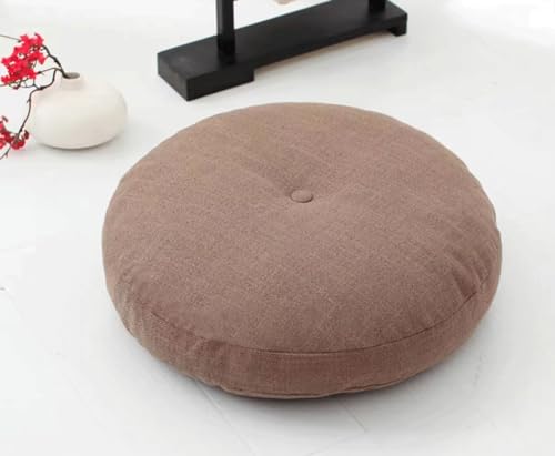 Japanese Round Futon,Large Linen Tatami Floor Pillow,Thicken Tufted Cotton Seat Cushion,Solid Color Floor Cushion,Yoga Meditation Cushion Balcony Outdoor(Size:40x40cm(16x16inch),Color:H) - color: H, size: 40x40cm(16x16inch)
