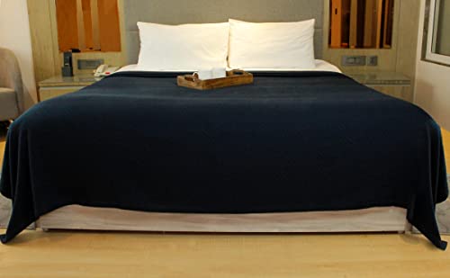 COTTON CRAFT Soft Cotton Thermal Blanket - Plush Herringbone Twill - All Season Luxurious Breathable Skin Friendly Lightweight Cooling Throw Blanket - Sofa Couch Travel Camping Dorm - Full Queen Navy - color: Navy, size: Full-Queen