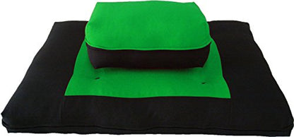 D&D Futon Furniture Black/Green Zabuton Zafu Set, Yoga, Meditation Seat Cushions, Kneeling, Sitting, Supporting Exercise Pratice Zabuton & Zafu Cushions.