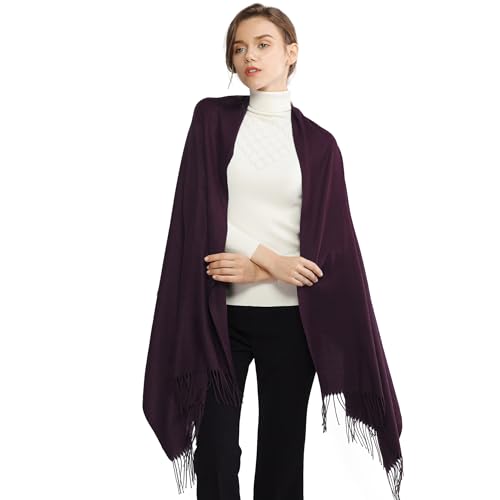 RIIQIICHY Women's Scarf Pashmina Shawls and Wraps for Evening Dress Bridesmaid Wedding Bridal Winter Warm Long Large Scarves - color: Dark Purple
