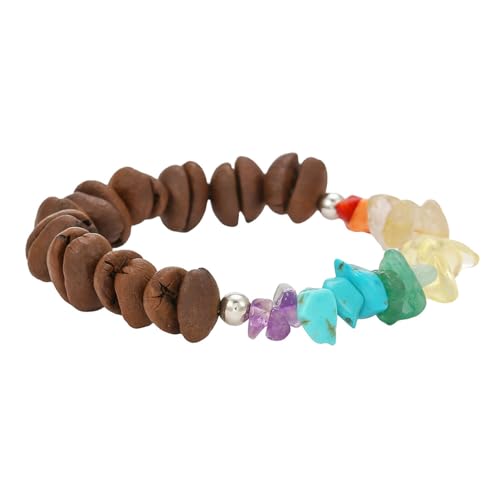 COLORFUL BLING Vintage Coffee Bean Wooden Beaded Stretch Bracelets Healing Crystal Elastic Bracelets Handmade Natural Gemstone Citrine Bracelets Jeweley Gifts - style: Style 1