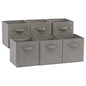Amazon Basics Collapsible Fabric Storage Cubes Organizer with Handles, Sturdy, Foldable, Space-Saving, 10.5"x10.5"x11", Gray, 6-Pack