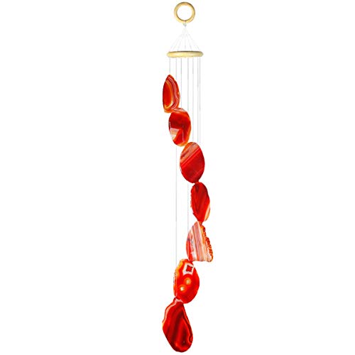 rockcloud Agate Slices Geode Wind Chime Home Garden Decoration Figurine, 28-33 inches - color: Red