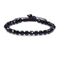 Keleny Natural Gemtone 6mm Round Beads Crystal Adjustable Braided Macrame Tassels Bracelets Unisex - color: Faceted Black Tourmaline