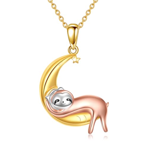 Animal Necklace 925 Sterling Silver Pendant Jewelry Gift for Women Animal Lover - style: Sloth