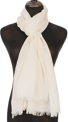 INOGIH Large Long Lightweight Cotton Linen Shawl Wrap for Women - Soft Breathable Four Season Scarf Shawl Beach Gauze 75”×40” - color: Beige White