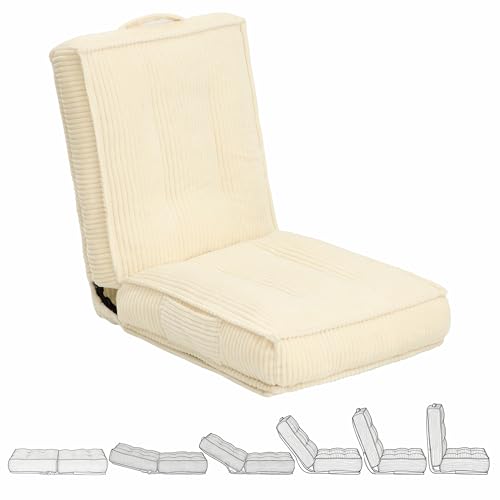 Adjustable Floor Chair with Back Support, 6-Position, Folding Japanese Meditation Tatami Chair, Comfy Gaming Chairs for Adults, Accent Sofa Reading Chairs, Living Room, Bedroom, Beige - color: Beige