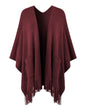 Ferand Shawl Wraps for Women, Cozy Lightweight Poncho Cape with Pockets, Warm for Fall Winter Travel - color: Dark Red