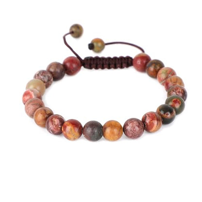 AD Beads Unisex 8mm Gemstone Bracelets Healing Macrame Adjustable 7-9 Inches || wear this healing natural gemstone bracelet help to erase your pain and fear || recover your energy||| - color: Picasso Jasper