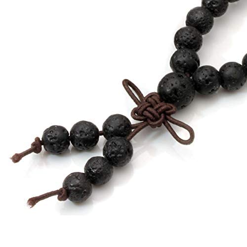 Eigso 6mm 8 mm Natural Mala Beads Wristlets for Women Men 108 Lava Rocks Healing Tibetan Prayer Bracelet Necklace for Man Woman - color: D:8mm Lava Rock