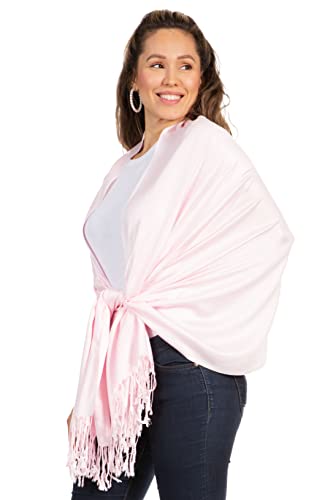 Sakkas 78" X 28" Rayon from Bamboo Soft Solid Pashmina Feel Shawl/Wrap/Stole - color: Bubblegum Pink