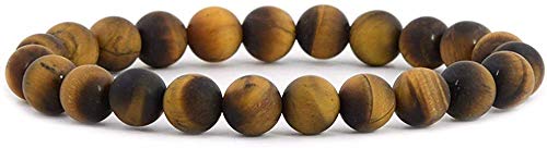 Angelstones Handmade Natural Healing Gemstone 8mm Round Beads Stretch Crystal Bracelet 7 Inch Unisex - color: Golden Tiger Eye