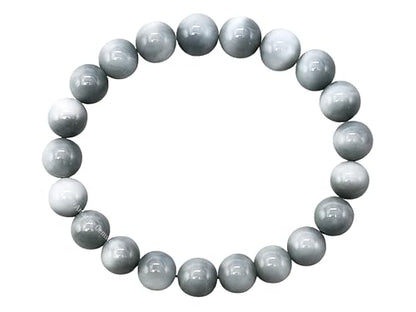 Amazing Gemstone Grey Cats Eye Bracelet for Women Men's Gifts - Protection Healing Crystal Bracelet - 8mm Gemstone Beaded Stretchable Bracelet Pulseras Para Hombres Mujer Stocking Stuffers Mothers Day Gift - color: Grey Cats Eye