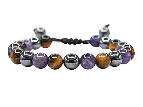Amazing Gemstone Quit Smoking Cessation Quit Vaping Aid Bracelet - Hematite Tiger Eye Amethyst Bracelet Set for Men Women Healing Calming Anxiety Stress Relief Gifts Pulseras Para Hombres Mujer - color: Quit Smoking