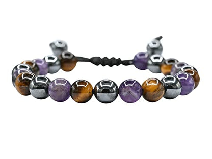Amazing Gemstone Quit Smoking Cessation Quit Vaping Aid Bracelet - Hematite Tiger Eye Amethyst Bracelet Set for Men Women Healing Calming Anxiety Stress Relief Gifts Pulseras Para Hombres Mujer - color: Quit Smoking