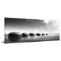 iKNOW FOTO Large Tranquil Zen Stones Canvas Print Monochrome Spa Wall Decor for Home & Office - Serene Nature Artwork for Living Room, Bathroom Mindfulness Black & White Picture 20x55 Inch