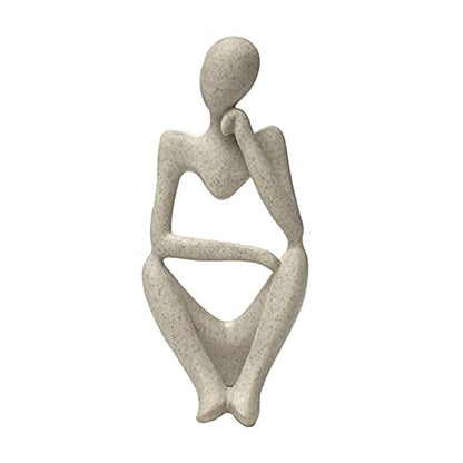 prosfalt Sandstone Resin Thinker Style Abstract Sculpture Statue Collectible Figurines Home Office Bookshelf Desktop Decor(Sandstone - Right Reverie) - color: Sandstone - Right Reverie