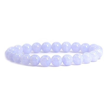 Justinstones Gem Semi Precious Gemstone 8mm Round Beads Stretch Bracelet 7 Inch Unisex - color: Blue Lace Agate