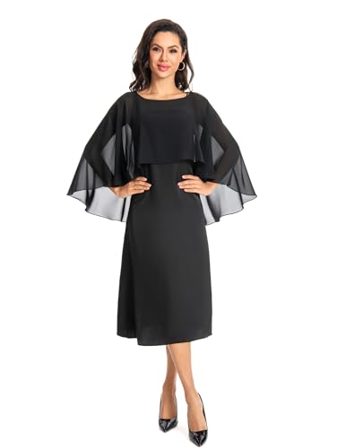 Baoqiya Women's Capelet Shawls and Wraps for Evening Dresses Soft Bridesmaid Shawl Chiffon Cape Wedding Cover Up - color: Black
