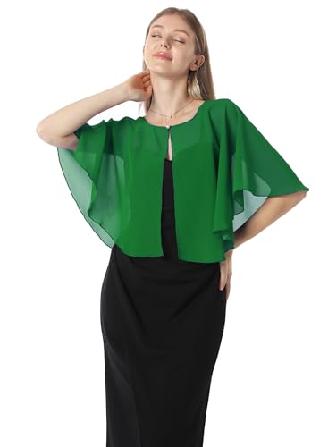 Chiffon Capelet Soft capes Shawls and Wraps for Evening Dress Wedding Cape 1920s shawl accessories for women - color: Green