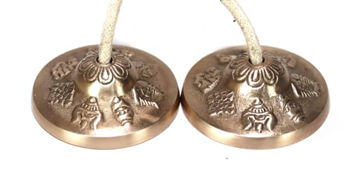 Tibetan Manjeera Tingsha Meditation Bell, Chime Bells, Cymbals, Buddhist Meditation, Yoga Bell Chimes small, auspicious symbol (Manjeera-03) - size: Manjeera-03