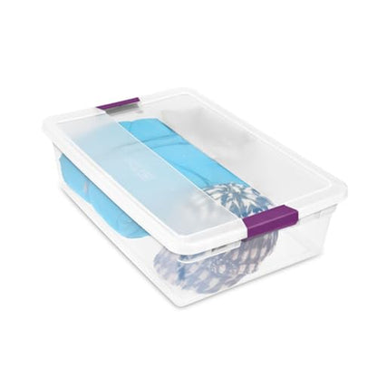 Sterilite 12-Pack 32 Quart ClearView Latch Box, Stackable Organizer Bins with Latching Lids - Clear Plastic Organization Containers for Closet, Bedroom, Shelving Units and Everyday Home Storage - size: 12 Pack, style: 32 Quart