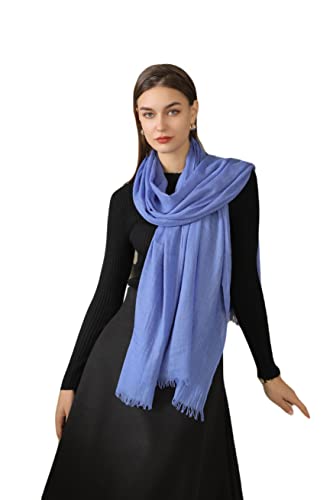 Jeelow Solid Color Scarf Wrap Shawl for Women Men – Soft Lightweight Head Scarf, All Season, Travel Beach Office Daily Wear - color: Azure Navy