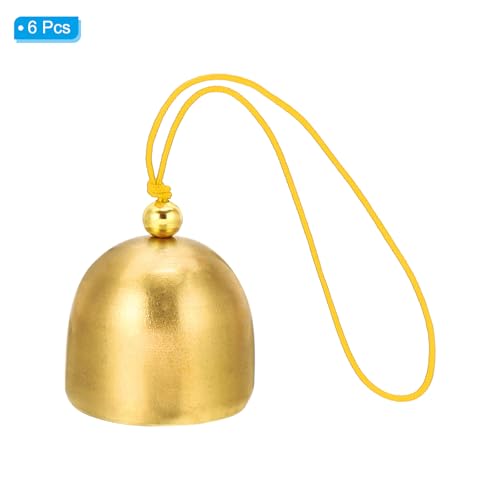PATIKIL 6 Pcs Wind Chime, Hanging Bells Temple Bells Retro Outdoor Hanging Metal Chinese Wind Chime Round for Outside Garden Camping, Gold Yellow - color: Gold Yellow