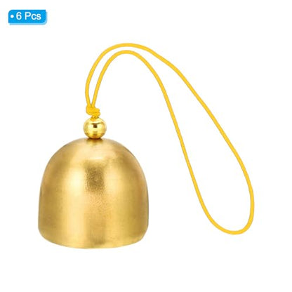 PATIKIL 6 Pcs Wind Chime, Hanging Bells Temple Bells Retro Outdoor Hanging Metal Chinese Wind Chime Round for Outside Garden Camping, Gold Yellow - color: Gold Yellow