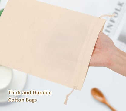 20PCS Cotton Produce Bags, 8X10inch Reusable Muslin Storage Bags with Drawstrings, Natural Cotton Bags, Washable, Biodegradable Linen Bag, Cloth Bags - color: L - 8x10inch