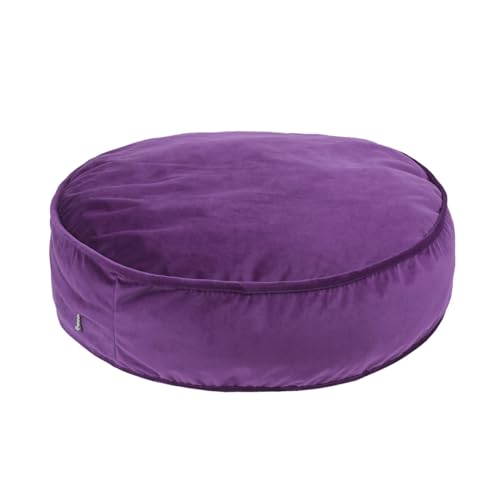 Round Floor Pillow Cover Velvet Throw Seating Pouf Yoga Meditation Cushion Plush Case Reading Room Decor Cover Only (25.6IN, Purple)