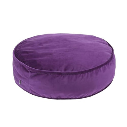 Round Floor Pillow Cover Velvet Throw Seating Pouf Yoga Meditation Cushion Plush Case Reading Room Decor Cover Only (25.6IN, Purple)