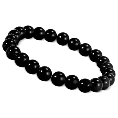 2PCS Agate Bracelet for Women Men Natural Round Beaded Agates Stone Healing Stretch Bracelets Elastic Handmade Polished Gemstone Beads Bracelet - color: 1PC Black, size: 8mm Beads