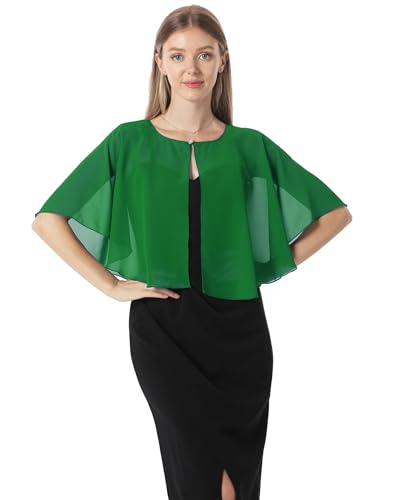 Chiffon Capelet Soft capes Shawls and Wraps for Evening Dress Wedding Cape 1920s shawl accessories for women - color: Green