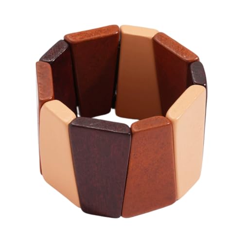 Vintage Wooden Beaded Bracelet for Women Boho Chunky Colorful Natural Wood Stretch Bracelet for Women Men Geometric Ethnic Statement Wrist Jewelry - color: Mixed C