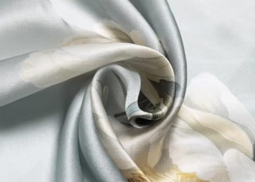 100% Mulberry Silk Long Scarf for Women Large Shawls for Headscarf and Neck- Oblong Hair Wraps with Gift Packed - color: Roses-pale Green