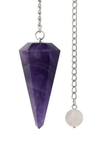 Amazing Gemstone Amethyst Crystal Pendulum for Divination - Certified Dowsing Crystals and Healing Stones for Chakra Balancing and Meditation - Enhance Reiki Spiritual Growth - color: Amethyst