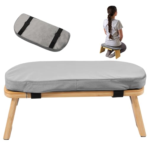 Meditation Bench, Bamboo Prayer Bench with Soft Cushion, Removable and Washable Meditation Stool with Fixed Snap Prayer, Stool, Cushion, Accessories