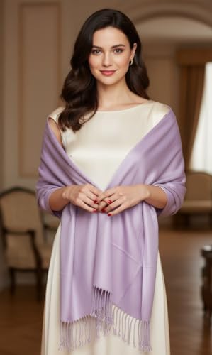 Pashmina Shawls Wraps for Women. Dress Cover Up Formal. Cashmere Feel Wrap for Evening Dress. - color: Lavender Purple